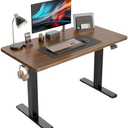 CubiCubi Height Adjustable Electric Standing Desk, 48 x 24 Inches Stand Up Table, Sit Stand Home Office Desk with Splice Board, Black Walnut