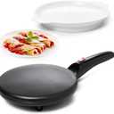 Moss & Stone Electric Crepe Maker  8 Portable Crepe Pan Nonstick with Dipping Plate, Auto Shut-Off, On/Off Switch, Even Heating & One Automatic Temperature Control  Compact Crepe Maker (Black)