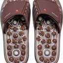 BYRIVER Plantar Fasciitis Relief Foot Massager, Acupressure Slippers Slides for Men Women, Reflexology Massage Flip Flops Shoes Sandals, Improve Circulation Relaxation Gifts for Mom dad (03S) (S-Women(7-8.5) Men(6-6.5), Brown Spring Slippers)