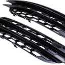 MOTOKU Pair Black Front Fog Light Mesh Grille Bezel Cover for Audi A6 C7 2012-2015 Left Driver and Right Passenger Side Honeycomb Type Grill Cover