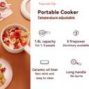 Drizzle Electric Hot Pot Cooker Steamer 1.8L Multifunctional Nonstick Pan Office Dorm Cooking Portable Ramen Cooker Steamer Boil Dry Protection Suitable For Noodle Cooker Eggs StirFrying