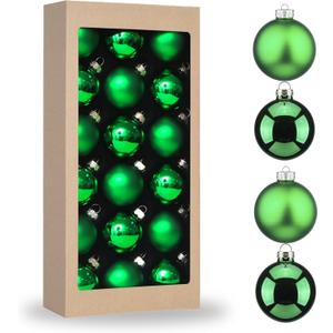 Amooca Christmas Glass Balls Decoration Festival Party Home Decors Holiday Xmas Tree Hanging Ornaments Set 18pc 1.8in Green