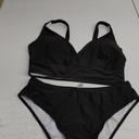  Bikini with Twist Top and High Waisted Bottoms Black XL