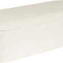 B FSOBEIIALEO Ottoman with Storage for Living Room, Sherpa Folding Storage Ottoman Foot Rest, 43.3 Inches Collapsible Bedroom Bench White