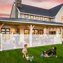 Retractable Baby Gates - 200" Extra Wide Retractable Dog Gate, 42" Extra Tall Mesh Gate Pet Gate with Support Rods, Long Child Safety Gate for Stairs Doorways Indoor Outdoor Large Openings - White