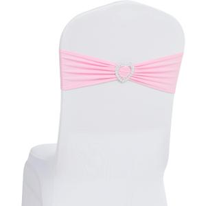 Howhic Pack of 60 Spandex Chair Sashes Bows Stretch Chair Cover Band with Buckle Slider Universal Elastic Chair Ties for Wedding Banquet Party Event Decoration (Pink)