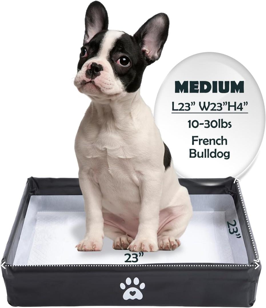 MEEXPAWS Dog Pee Pad Holder Tray Foldable, Puppy Pad Holder Liner Base High Side, Dog Litter Box Indoor for 22x22 Pee Pads, Training Pad Holder Leak-Proof, Potty Pad Holder for Dogs Easy Clean