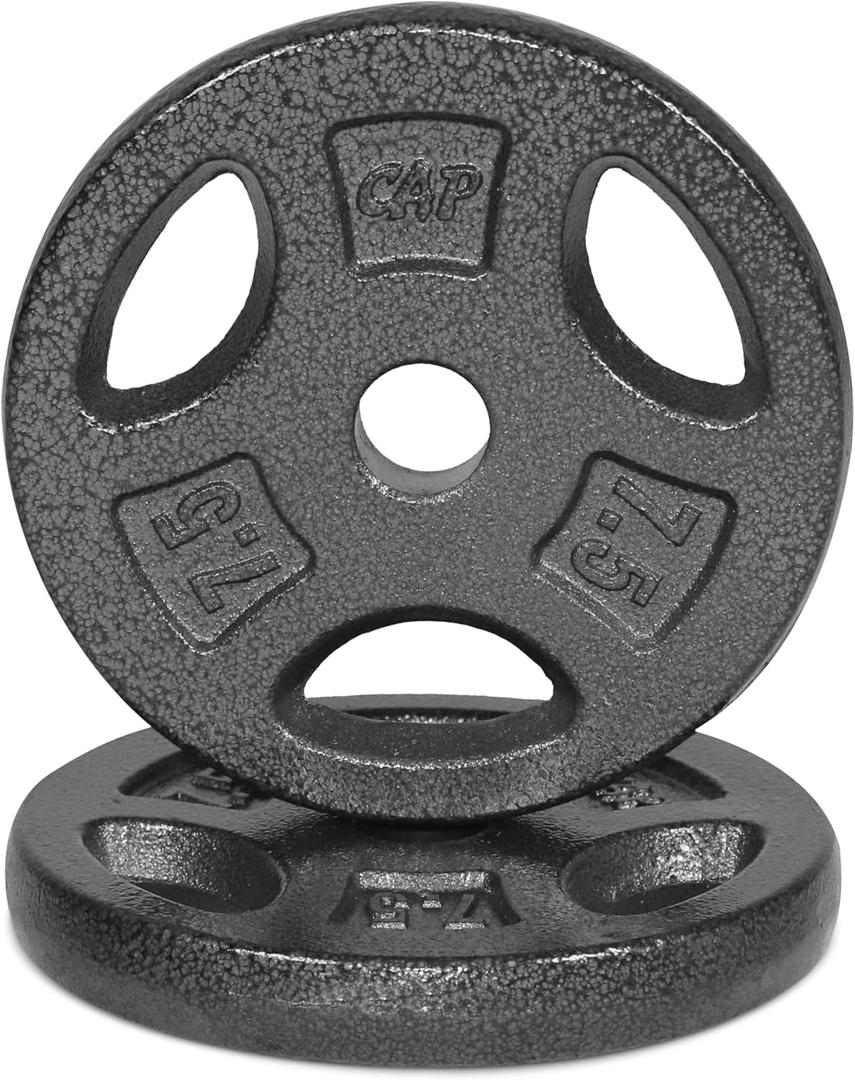 CAP Barbell Standard 1-Inch Grip Weight Plates (7.5 lbs Plate Pack (x2), Black)