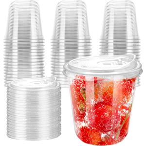 12oz Disposable Stemless Glasses With Strawless Sip Lids,PET Disposable Drinking Cups,Clear Plastic Wine Glasses for Parties Birthday,Wedding,Meeting,Christmas Party Supplies. (50, Transparent)