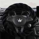 HighnessHwoo Luxury Fluffy Winter Car Steering Wheel Cover for Women Soft Warm Plush Cute Auto Accessories for Vehicle, Sedan, Universal, Fuzzy, Anti Slip, Black, Standard Size, 14.75-15.15"