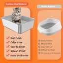 5 x Stainless Steel Litter Box, Metal Cat Litter Box with High Sided for Medium and Small Cats, Kitty Litter Boxes, Non-Stick, Easy to Clean, Sturdy and Durable Cat Toilet (17.52" L x 13.6" W x 6" H)