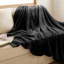 Bedsure GentleSoft Fleece Throw XL Blanket Black - 300GSM Soft Lightweight Plush Cozy Blankets for Bed, Sofa, Couch, Travel, Camping, 50x70 inches