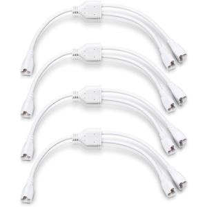 4 Pcs T5 T8 LED Splitter Cable 3pins LED Wire Tube Connector 1to 2 Way Splitter Extension Cord for Ceiling Lights, Integrated Tube Lamp Holder Socket