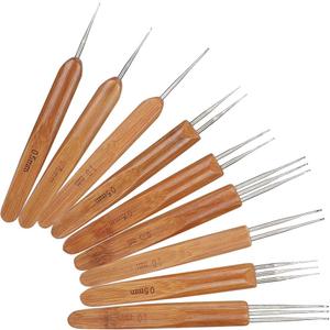 Dreadlocks Crochet Hooks 9Pcs Set for Hair, Needle Weaving Crochet for Hair Dreadlock, Crochet Hook Needle Tool for Braid Craft Dread Locks Bamboo Handle Braid Hair Weaving Tool