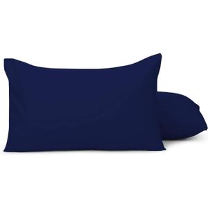 Youth Pillowcase 16" x 22" Size Pack of 2 Pieces Kids Travel Pillow Cover Envelope Closure 500 Thread Count 100% Egyptian Cotton & Hypoallergenic Fits Pillows Sized 12x16, 13x18 or 14x19 Navy Blue