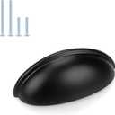 Probrico 10 Pack Black Cabinet Pulls Bin Cup Drawer Handles, Cabinet Cup Handles 3 Inch Holes Drawer Handles and Knobs, Kitchen Cabinet Hardware