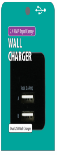 JACENT 2.4 AMP Rapid Charge WALL CHARGER, 2 Pack