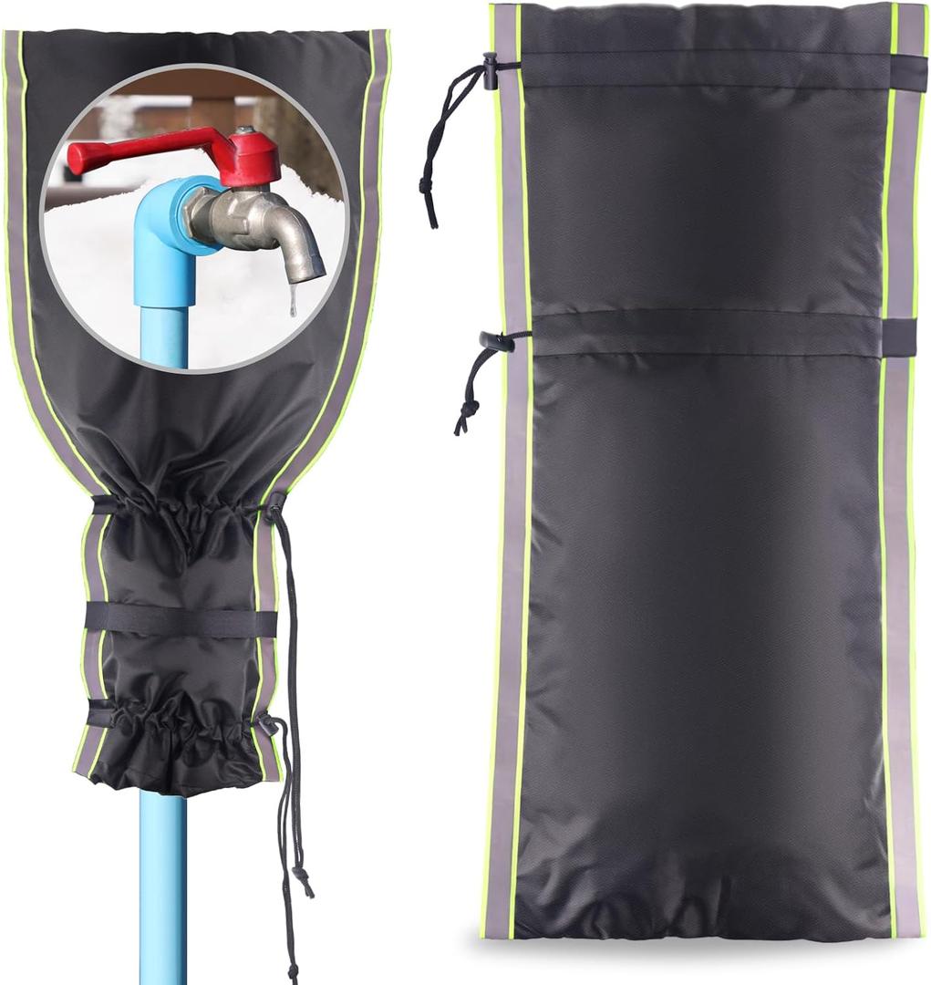 Boltigen 2Pcs Thickened Outdoor Faucet Covers, 30''H x 15''W Foldable Reusable Insulated Waterproof Outside Hose Bib Spigot Cover for Winter Freeze Protection