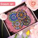 3 x CharySim 2 PC Diamond Art Compact Mirror Kits for Teen Girl Adults Women with Painting and Crafts Kits for Girls 8 12 Kids Old Ages 7 9 10 11 13 14 Year Birthday Gift(Mandala Pink)