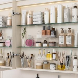 Medicine Cabinet Organizer, Medicine Storage Organizer, Acrylic Makeup Organizer Tray, Clear Bathroom Shelf for Cabinet, Sink, Vanity, Countertop (2-Pack), 10 inches x 2.7 inches x 3.5 inches