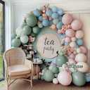 Dusty Green Pink Blue Balloon Arch Double Stuffed Pastel Pink Dusty Blue Light Sage Green White Latex Balloon Garland Kit for Boho Baby Shower Birthday Gender Reveal Tea Valentine Party Decoration