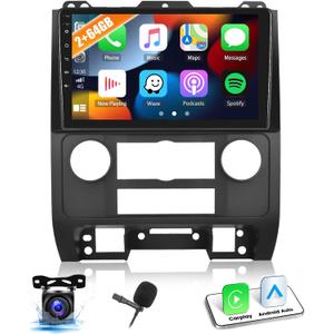 2+64G Car Radio Stereo for Ford Escape/Mazda Tribute 2008-2012 with Wireless CarPlay Android Auto Android 13 Head Unit 9" Touch Screen Car Stereo with GPS WiFi FM RDS HD Backup Camera