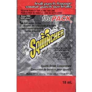 Sqwincher Fast Pack Liquid Concentrate | Fruit Punch Flavored | Low Calorie | Low Sodium | Electrolyte Replenishment Hydration Drink Mix | Just Add Water to Pouch | .6 oz Packet (4 Packs of 50) (EXP 07/29/26)