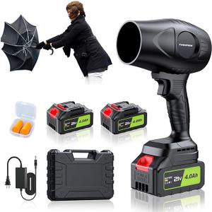 Cordless Leaf Blower 600000RPM  21V Electric Leaf Blower with 2×4.0Ah Batteries & Fast Charger  Lightweight Handheld Blower for Patio, Lawn, Yard, Deck Cleaning PureBlack