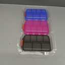 3 Pack 14 Grids Travel Pill Organizer Box with 415-Pcs Medicine Name Labels - Pocket Daily Pharmacy Case Container Kit - Travel Medication Holder Dispenser for Fish Oil Vitamin Supplement - Clear (Clear-blue+pink+grey)