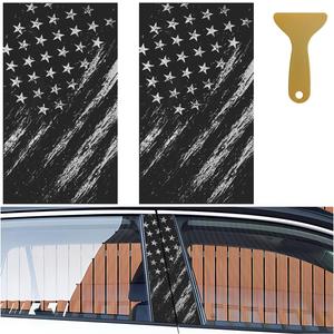 2PCS American Flag Car B-Pillar Sticker Decal, 18.4''×9.7'' Vinyl Wrap Auto Center Pillar Sticker, Waterproof Auto Side Door Trim Decoration Decal, Personalized Car Door Pillar Stickers (K13)