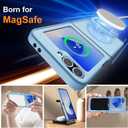 ORETECH Magnetic for Samsung Galaxy Z Flip 7 FE Case Galaxy Z Flip 6, with [2 x Screen Protector] Translucent Back Non-Slip Shockproof Bumper Case for Galaxy Z Flip 7FE/ 6 - Sierra Blue