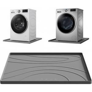 Washing Machine Drain Pan Silicone mat 30x33 Inch Non-Slip Waterproof Washer Drip Tray, Anti-Vibration Soft Mat for Under Dryer or Washer, Floor Leak Protector for Laundry Room (Gray, 33"*30")