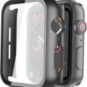 Misxi 2 Pack Hard PC Case with Tempered Glass Screen Protector Compatible with Apple Watch SE 3 (2025) SE 2 SE Series 6 Series 5 Series 4 44mm, Black