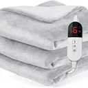 Heated Blanket Throw Fast Heating Bed Electric Blankets Throw Flannel with 6 Heating Levels & 4 Hours Auto Off, Over-Heated Protection ETL, Double-Sided FlannelLight Drey