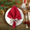 2 x APTWOW Christmas Bow Napkin Rings Set of 12 - Snowman Brown Webbing Napkin Holders, Xmas Holiday Napkin Rings for Birthday Party, Anniversary Dinner, and Wedding Table Decorations