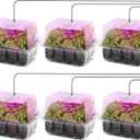 MIXC Seed Starter Kit with Grow Light, Elevated Seedling Tray Kit with Adjustable Humidity Dome and Clear Cell Tray, 12 Full Spectrum Led Beads for Seed Starting Greenhouse, 6 Pack, Transparent