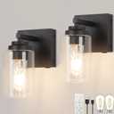 Battery Operated Wall Sconce,Wireless Wall Lights Infinitely Dimmable with Remote Control 15000mAh Endurance 200 Hours Fast Charging,Wall Sconce Set of 2 for Bedroom Living Room Hallway (Black)