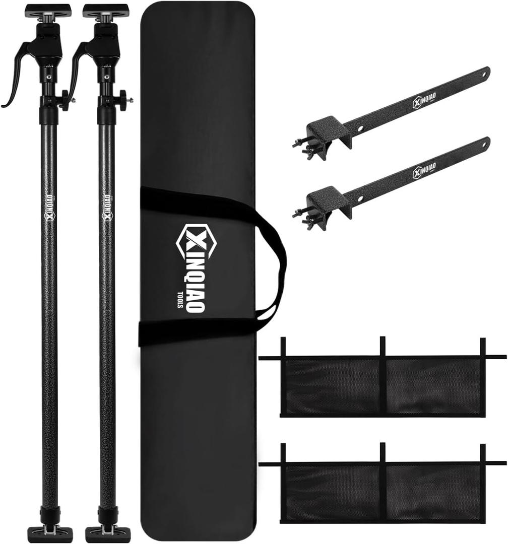XINQIAO Truck Bed Cargo Bar for Pickup 39.4 in to 70.8 in Adjustable, Comes with a Net and a Divider, 200 LB Capacity Also Used for A Third Hand Support Pole, 2 Sets