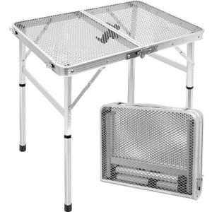 Folding Table, Easy for Storage, Compact and Portable Picnic Table for Grill, Outdoor Camping, Garden, Patio, Dining, BBQ, Party, Market, 2Ft (Small, Silver)