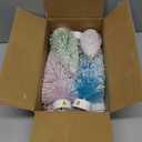 JOYIN 8 Pcs Small Xmas Trees with LED Lights, Flocked Miniature Christmas Tree in 4 Sizes, Mini Tabletop Artificial Pine Tree with Snow with Star Topper for Indoor Decor Holiday Festive Gifts (Pastel)