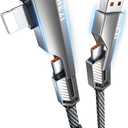 SHEZI 4-in-1 USB C Cable 3FT Compatible with Lightning Cable 90 Degree, [Fast Charging&Data Transfer] Flat Nylon Braided Charger Cord Combo, USB A/C to C/L Multi Charge Cable for iPhone/iPad