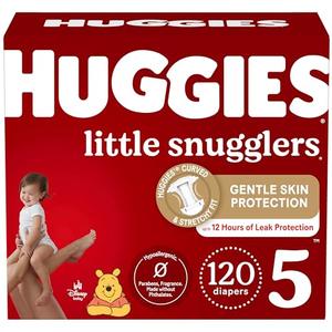 Baby Diapers Size 5 (27+ lbs), 120ct, Huggies Little Snugglers