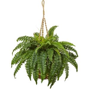 Nearly Natural Boston Fern Hanging Basket (29 x 29 x 29, Green)