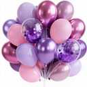 PartyWoo Pink and Purple Balloons 66pcs 12 Inch Baby Pastel Light Metallic Pink Light Purple Lavender Lilac Confetti Balloons for Baby Shower Princess Butterfly Birthday Party Decorations