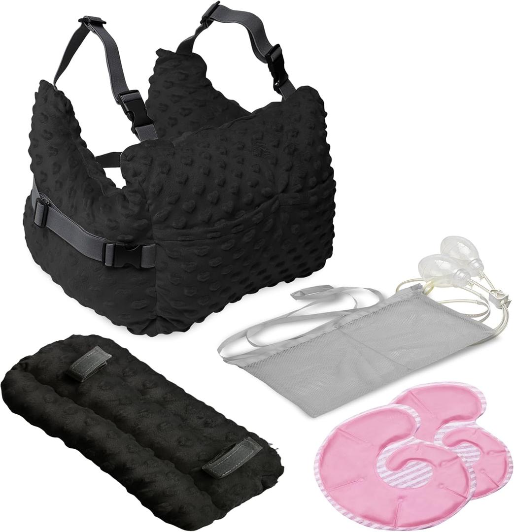 Zomaple Mastectomy Pillow - Post Surgery Pillow, Mastectomy Recovery Must Haves, Breast for After Heart Surgery, Reduction & Augmentation Patients Sleeping, Recovery Seatbelt Protection-Surgery Gift (Black Dotted Breast Care Set)