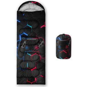 Axolotl Unicorn Sleeping Bag for Kids Boys GirlsLightweight Warm Cold Weather Sleeping Bags,Waterproof Portable Sleeping Bag with Compression Sack for Camping Backpacking Outdoor Indoor (Gamepad)