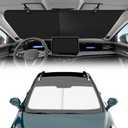 Automatic Retractable Car Sunshade, 2025 New Adjustable Auto Sunshades, Suction Cup Sunshade for Various Models, UV Rays Blocker for Drivers, Foldable 27x53inch(1 Set)