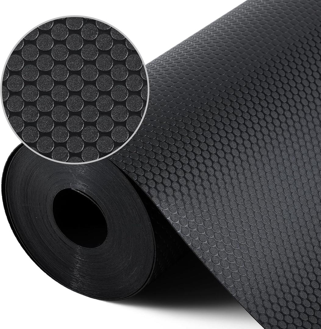 Shelf Liners for Kitchen Cabinets Non Adhesive Drawer Liner for Bathroom Waterproof Refrigerator Liners for Shelves Fridge Plastic Mats Cabinet Cupboard Liner Black 11.8 x 236.2 Inches