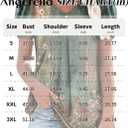 Angerella Women Tunic Tops Dressy Casual Summer Short Sleeve V Neck Shirts Floral Loose Fit Pleated Boho Top, Size L