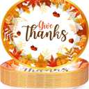 50 Count Thanksgiving Oval Paper Plates, 10" X 12.5" Heavy Duty Paper Plates for Thanksgiving Dinnerware Set, Large Disposable Dinner Platters Give Thanks Fall Plate for Autumn Harvest Party Supplies